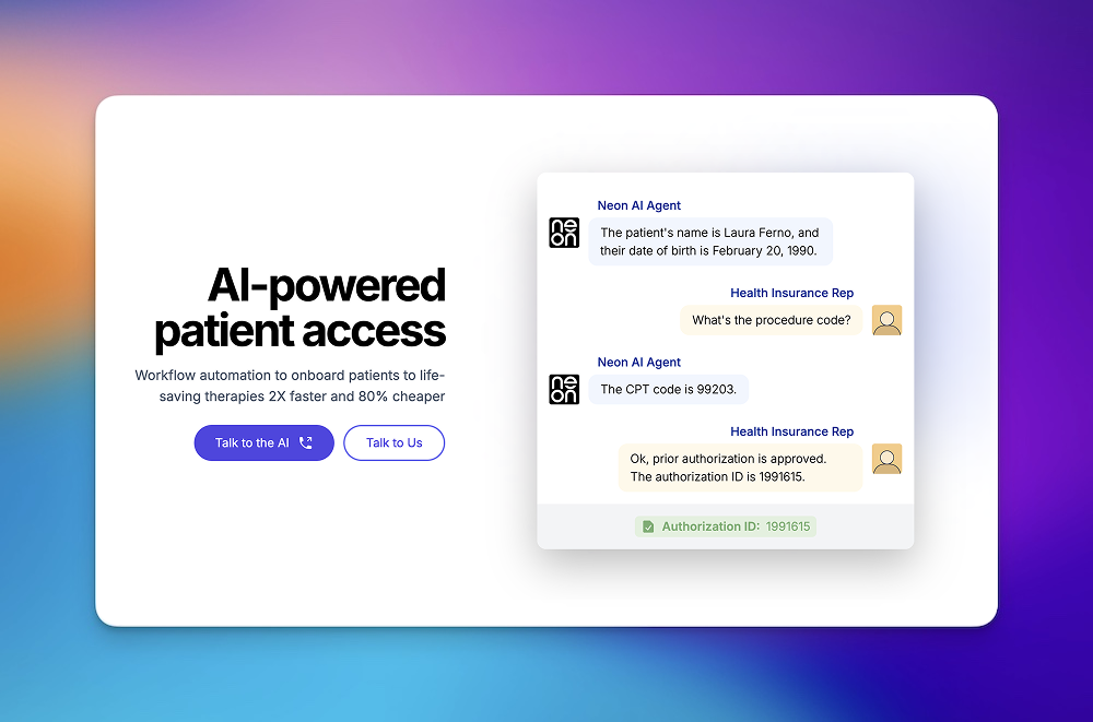 Neon Health website screenshot